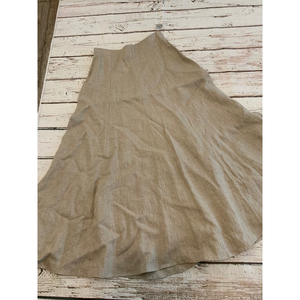 Finity Studio Womens 2 Piece Linen Vest and Maxi Skirt Set Beige Size 8 Made USA - Picture 2 of 5